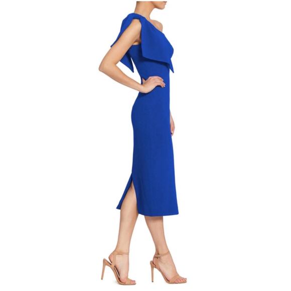 NWOT Dress the Population Tiffany One-Shoulder Midi Dress in Electric Blue, XS - Picture 2 of 13